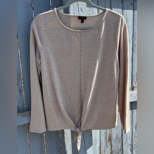 Talbots Metallic Tie-Front Shirt Large Petite LP Glitter Beige Chic Top 2017